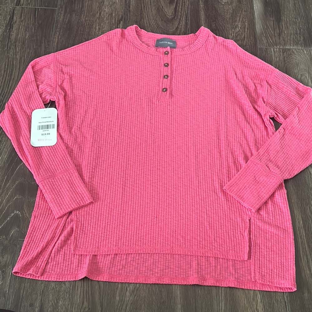 Pink Long Sleeve Henley Top